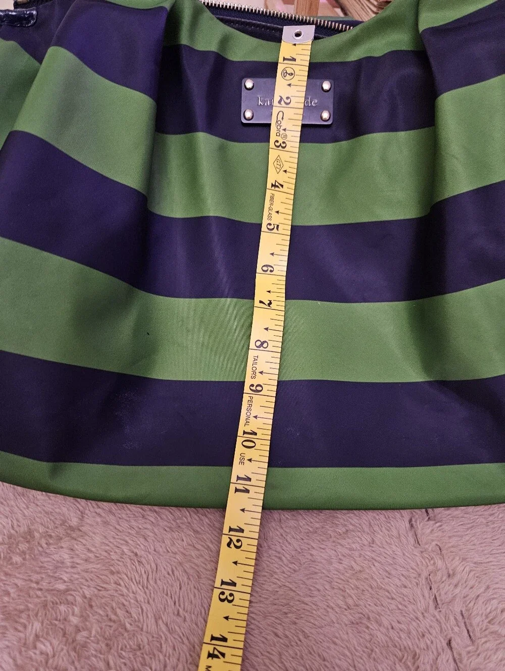 kate spade Green and Navy Jubilee diaper bag Wide Stripe Tote